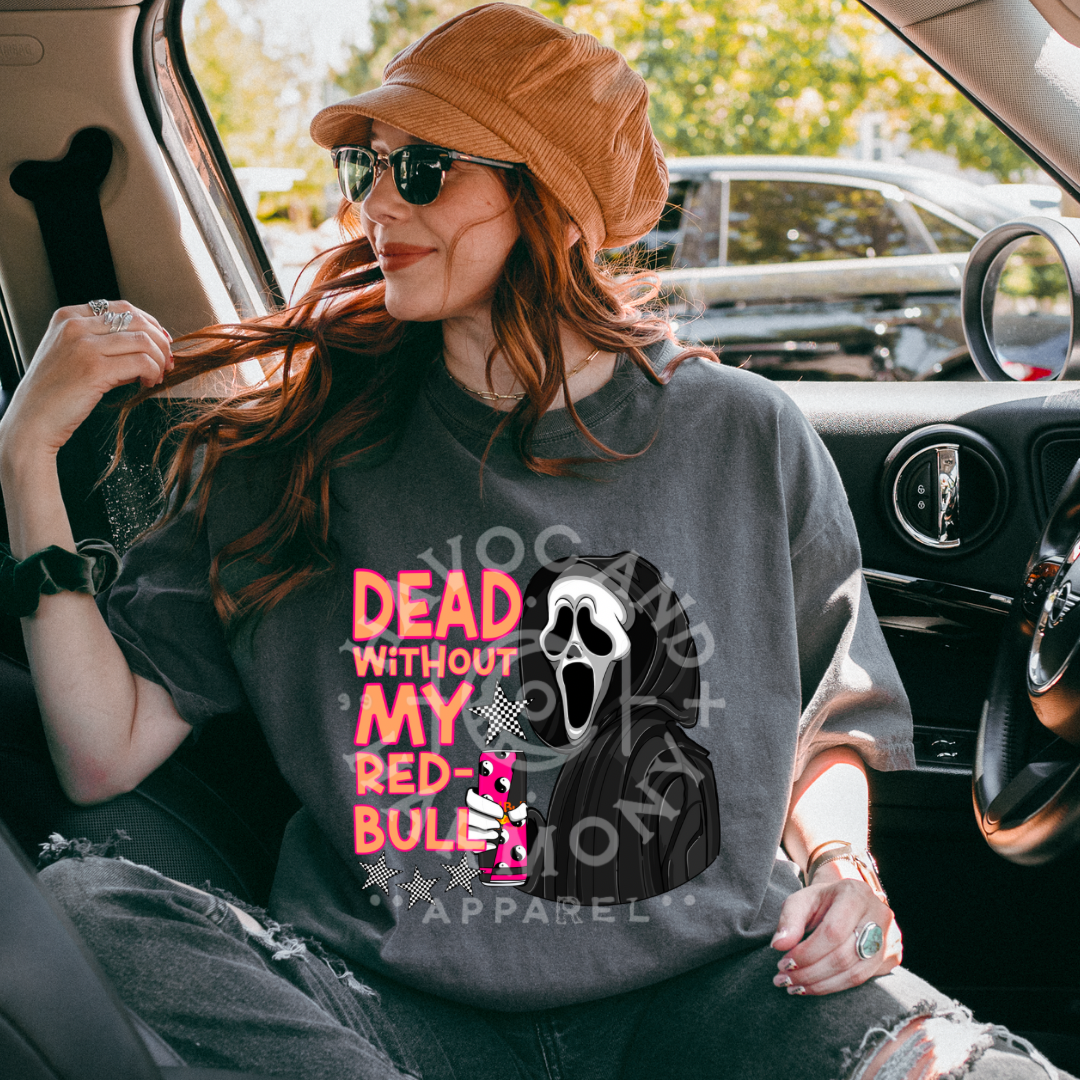 Dead without R-Bull Purple Can Tee